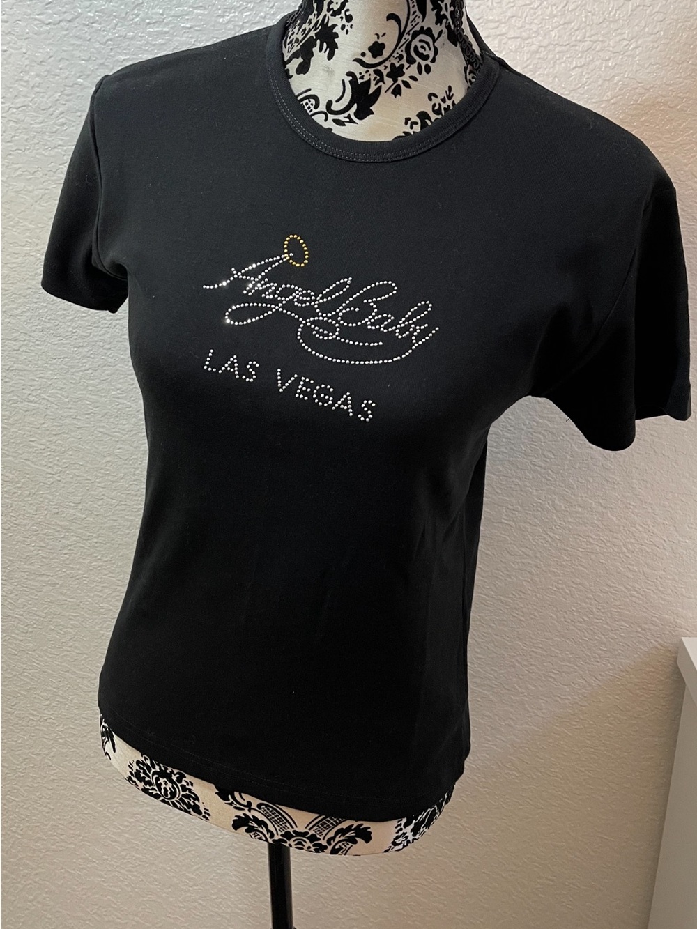 Angel Baby Las Vegas Black Tee Shirt Women’s Size L